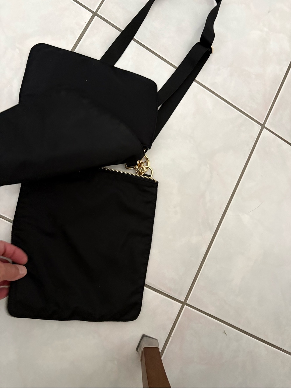 Amy Sacks Black Nylon Crossbody with Gold Hardware - Picture 6 of 15